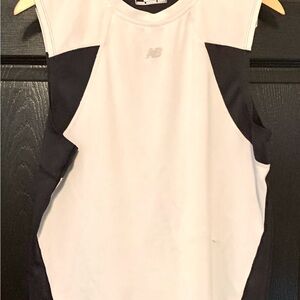 New Balance Mens Dri-Fit White/Black/Silver Reflective Logo Tank Size L